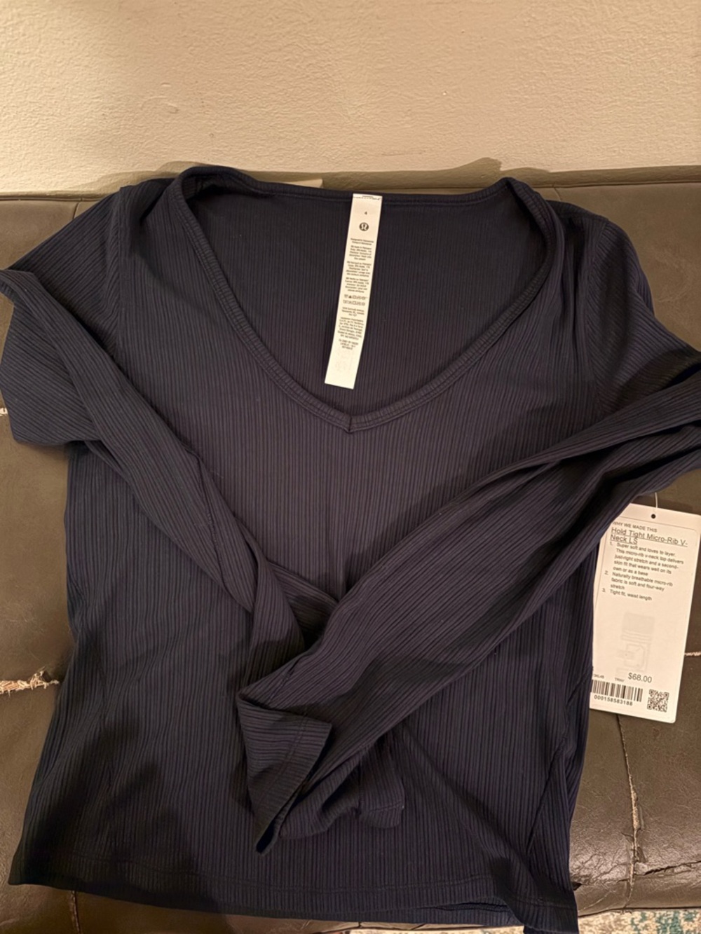 Lululemon Athletica Micro-Rib V-Neck Long Sleeve Shirt